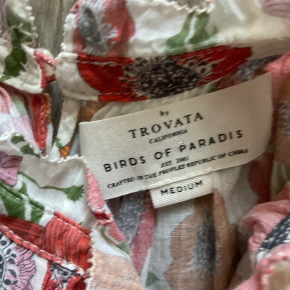 TROVATA WOMEN'S CARLA HIGHNECK SHIRT Floral Print Ruffle Sleeve Top size Medium - Picture 4 of 5